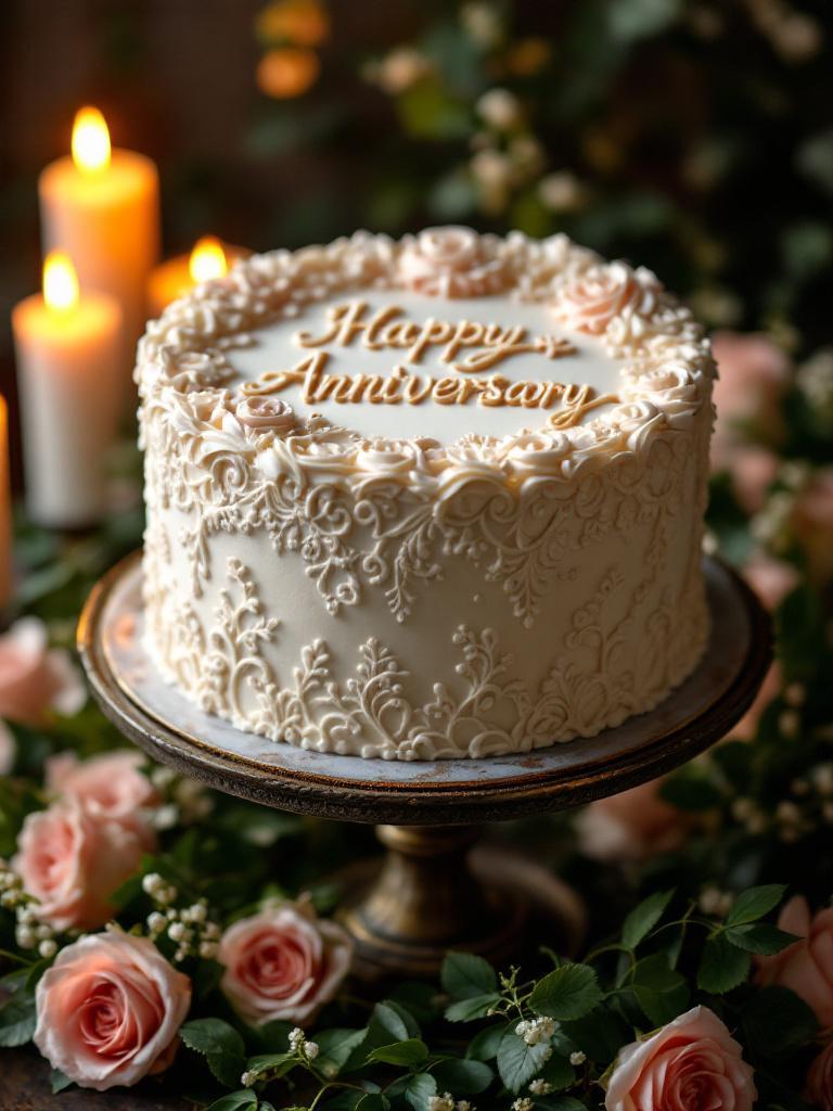 Customized anniversary cake with personalized design