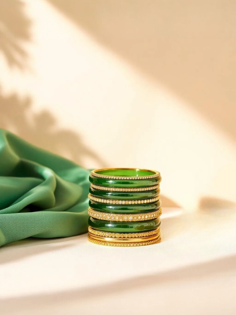 Green bangles for Shrawan Nepal  Traditional chura bangles Nepal  Shrawan chura gift sets  Nepali festival bangles  Glass bangles for Shrawan