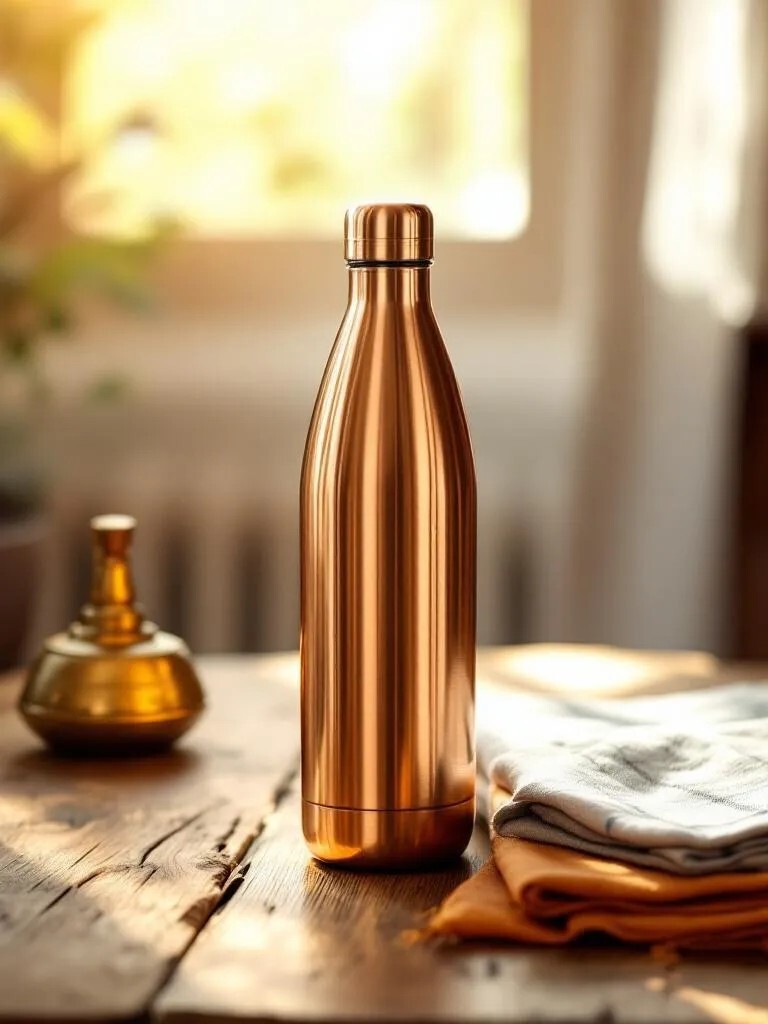 Copper water bottle Nepal  Traditional wellness gifts Nepal  Health gifts for dad Nepal  Kushe Aunsi gifts copper bottle