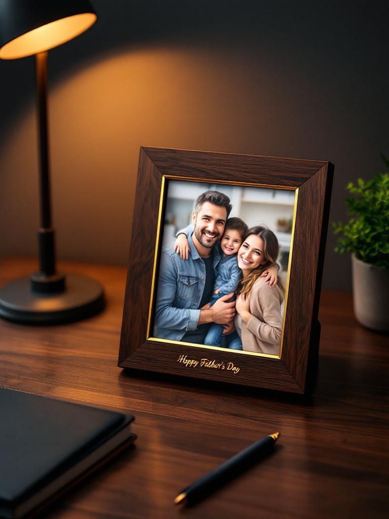 Personalized photo frame with family picture, a meaningful Father’s Day gift