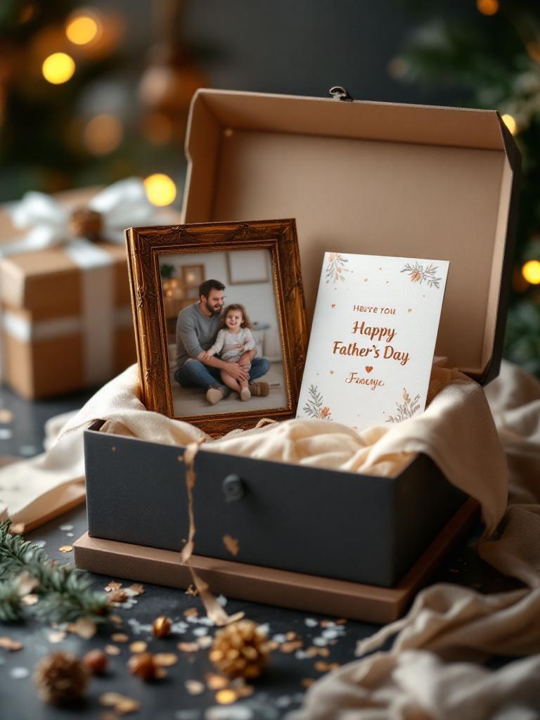 Custom photo frame with heartfelt greeting card, budget-friendly Father’s Day gift in Nepal to cherish memories