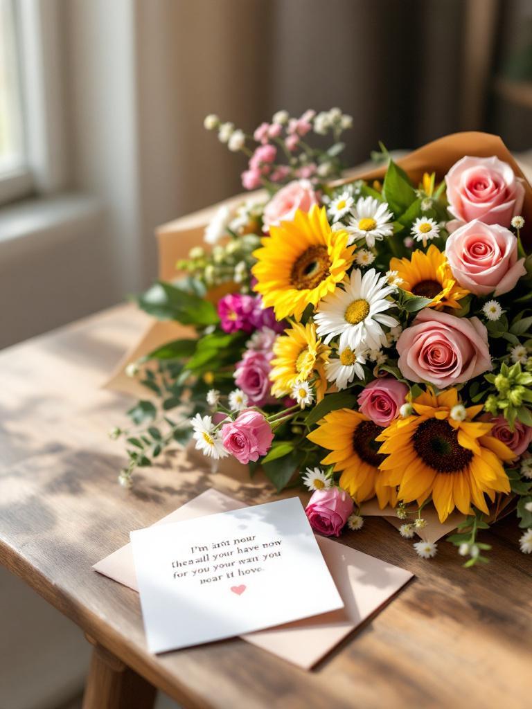 Custom flower bouquet with message card — personalised gift idea in Nepal