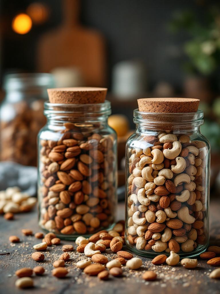 Dry nuts in eco-friendly reusable jars