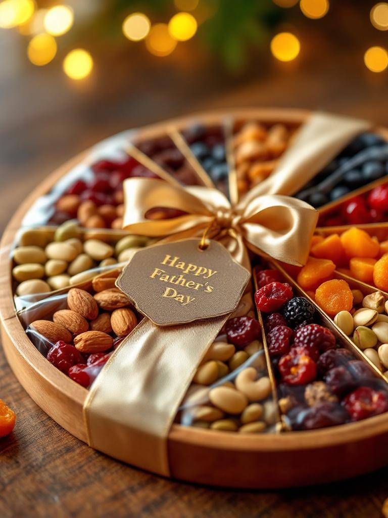 Premium dry fruits and nuts hamper with cashews, almonds, pistachios, and dried fruits for Father’s Day