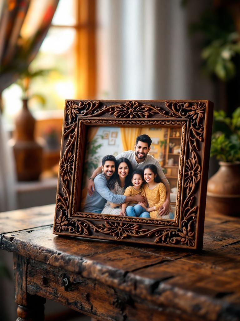 Handmade wooden photo frame with authenticity certificate, perfect for displaying cherished memories – Giftmandu