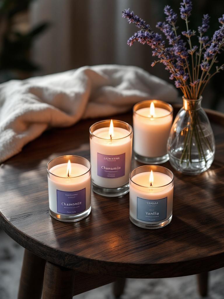 Scented aromatherapy candles with lavender, chamomile, and vanilla for stress relief – Giftmandu