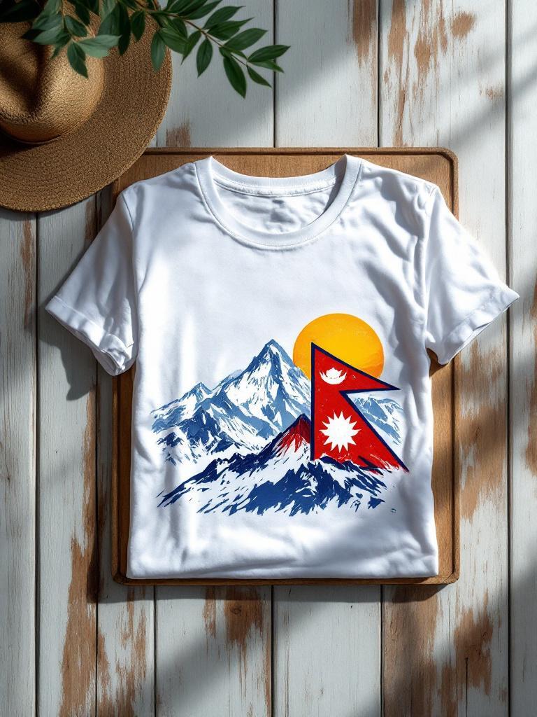 Nepal-themed T-shirts with flag, Everest and Nepali slogans