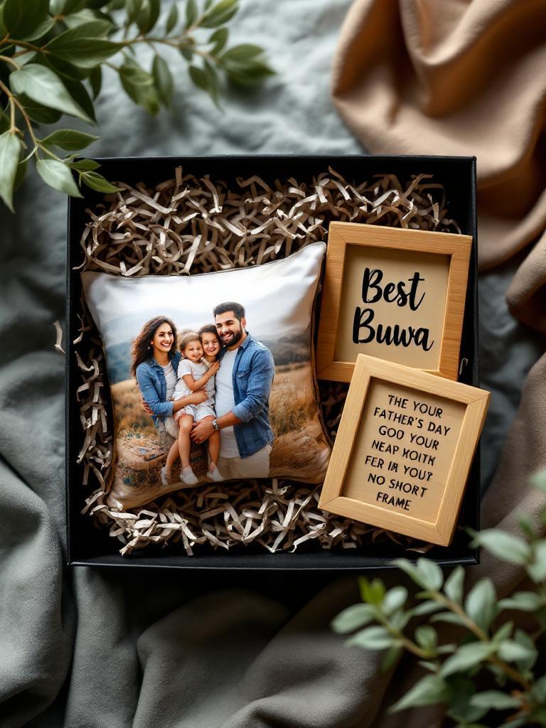 Personalized Father’s Day gifts Nepal — custom photo mugs, cushions, and engraved wooden frames