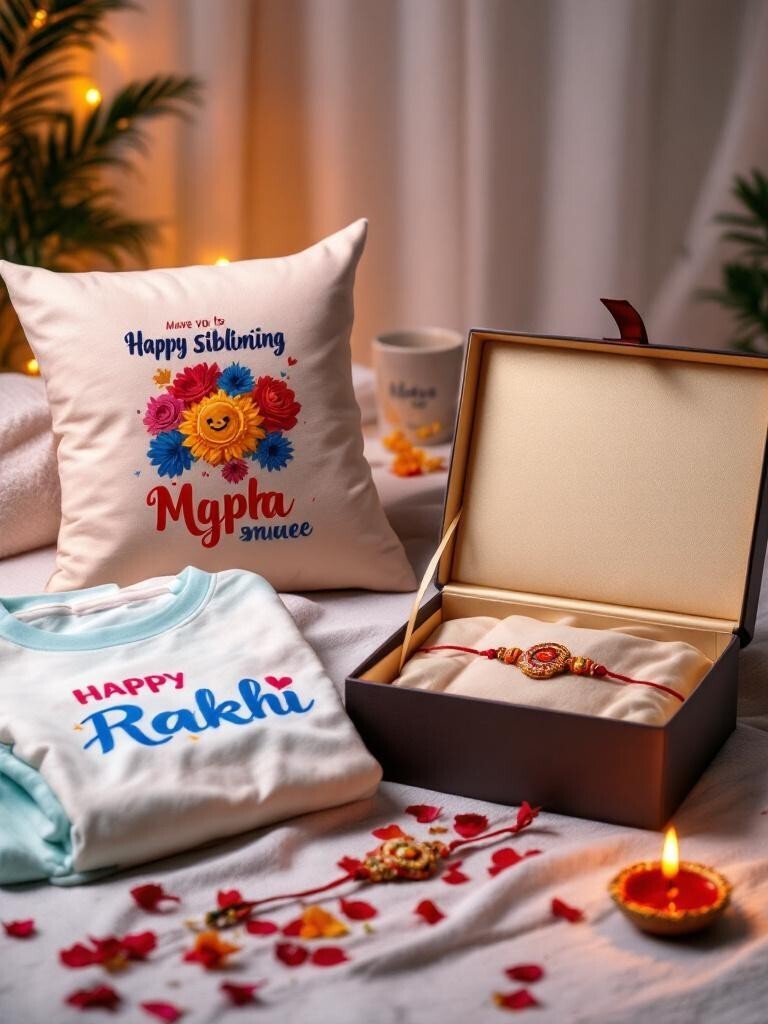 Personalized gifts for sister Nepal  Custom mug with name or photo  Rakhi cushion gift for sister  Photo T-shirt for sister gift  Unique personalized rakhi gifts