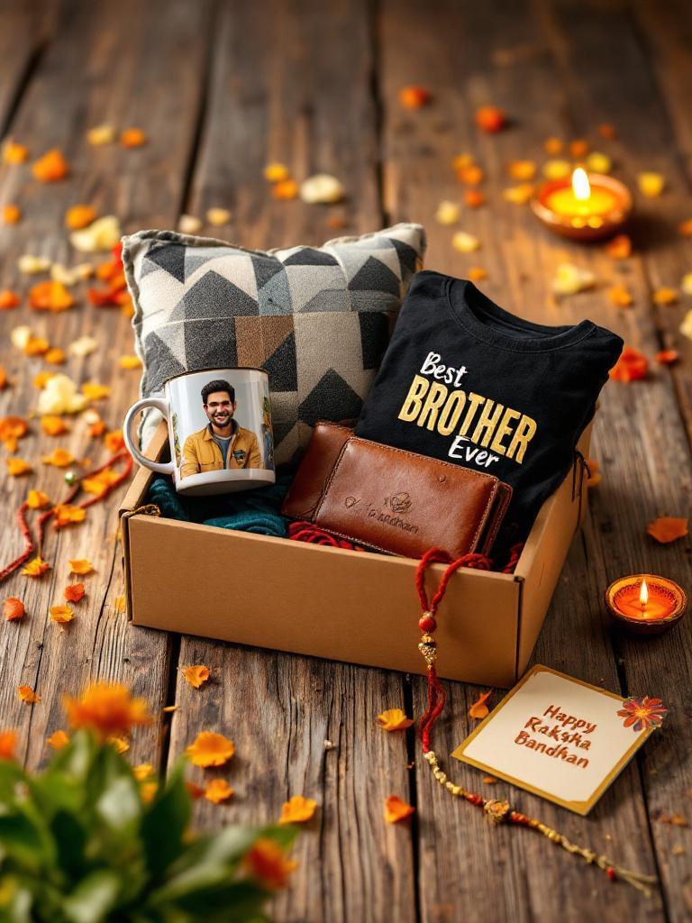 Custom photo gifts Nepal  Rakhi personalized mug cushion frame  Gifts with name and photo  Personalized Rakhi gifts for brother