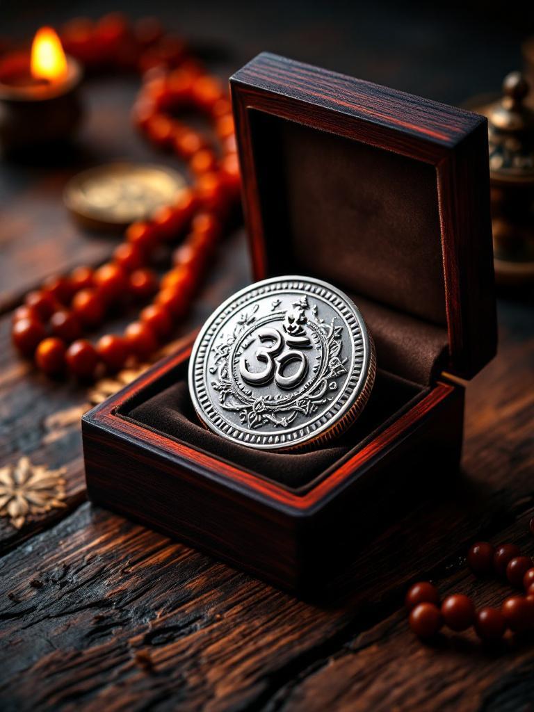 Pure silver coins featuring religious or cultural symbols like Om and Ganesha, perfect for spiritual gifting – Giftmandu