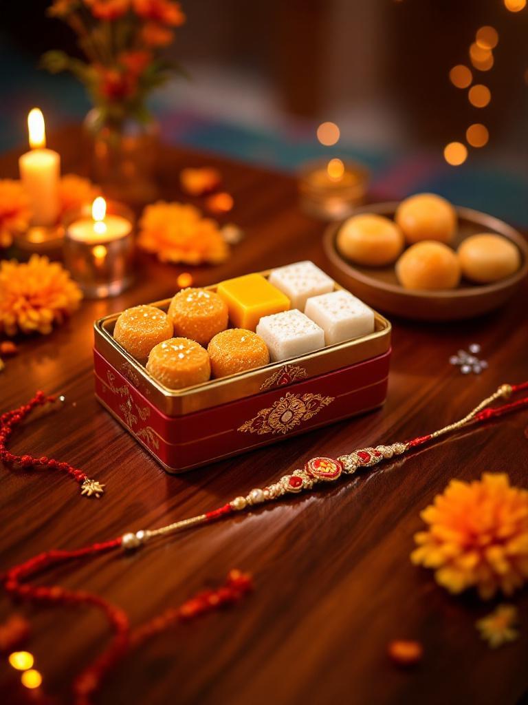 Rakhi with sweets combo  Rakhi sweets gift set  Traditional sweets with rakhi  Rakhi gift with mithai  Raksha Bandhan sweets and rakhi combo  Personalized rakhi and sweets gift  Rakhi sweets delivery Nepal  Best rakhi sweets combo in Nepal