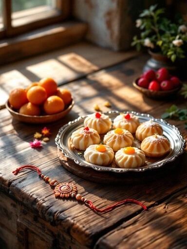 Rakhi with Traditional Sweets