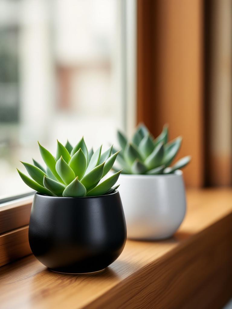 Echeveria Black Prince succulent plant in a modern planter