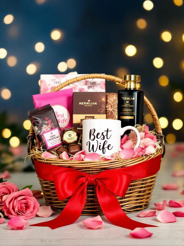 Personalized Teej gift hamper   Romantic gifts for wife Nepal   Chocolates, mug & perfume hamper 