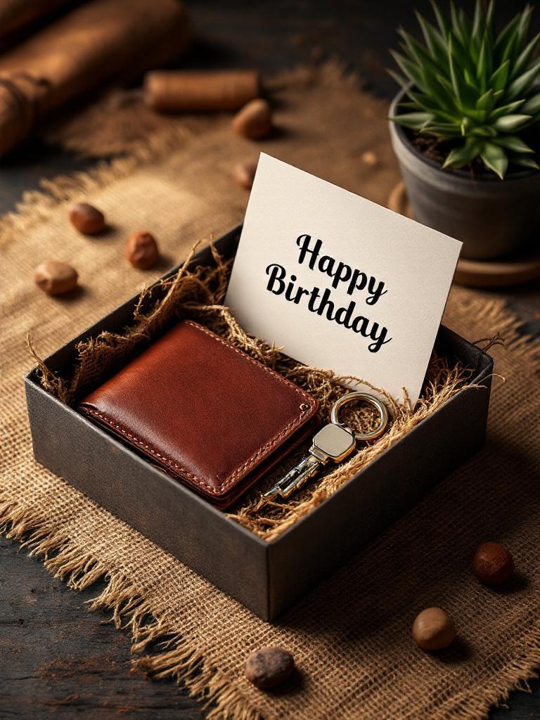 wallet gift set Nepal   men’s accessories gift Nepal   leather wallet and keychain Nepal 